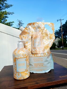 HomeWorx Freesia Nectar Gel Hand Soap 22oz + 64oz Refill Bag NWT Cottagecore